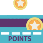 بطاقة ولاء مع عملات ذهبية بنجمة، ترمز إلى نظام احتساب النقاط في المعاملات.