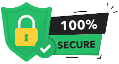 أيقونة أمان الدفع تظهر درعًا أخضر وقفلًا يرمز إلى حماية المعلومات بنسبة 100%